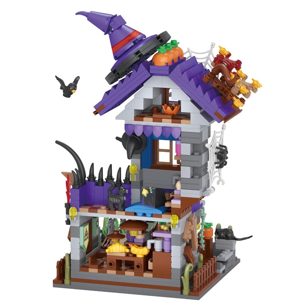 Halloween Building Blocks Construction Set with Pumpkin House and Ghost Figures for Kids - Image 8