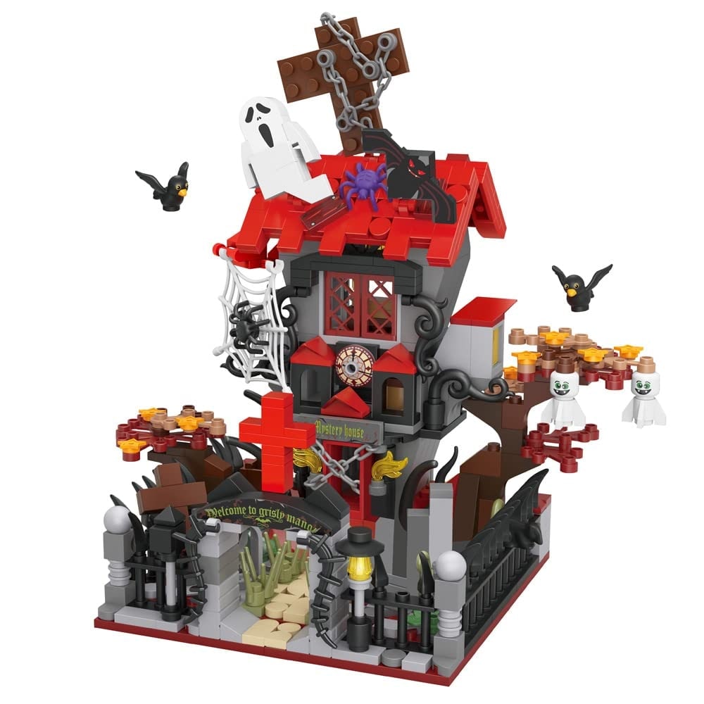 Halloween Building Blocks Construction Set with Pumpkin House and Ghost Figures for Kids - Image 9