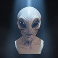 Halloween Creepy Alien Mask Full Head Latex with Glossy Black Eyes and Wrinkled Skin Texture - Image 1