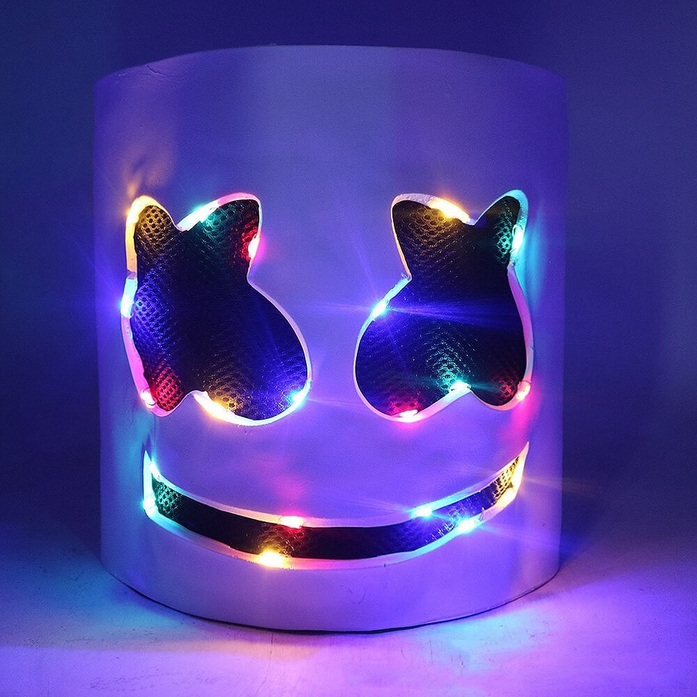 Halloween Dj Costume Light-Up Mask and Glowing Chest Graphic for Kids' Disc Jockey Party - Image 4
