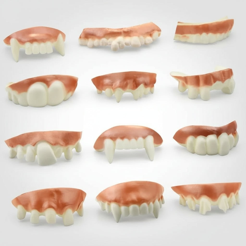 Halloween Fake Teeth Partials with Vampire Fangs and Multiple Style Options for Costume Party - Image 1