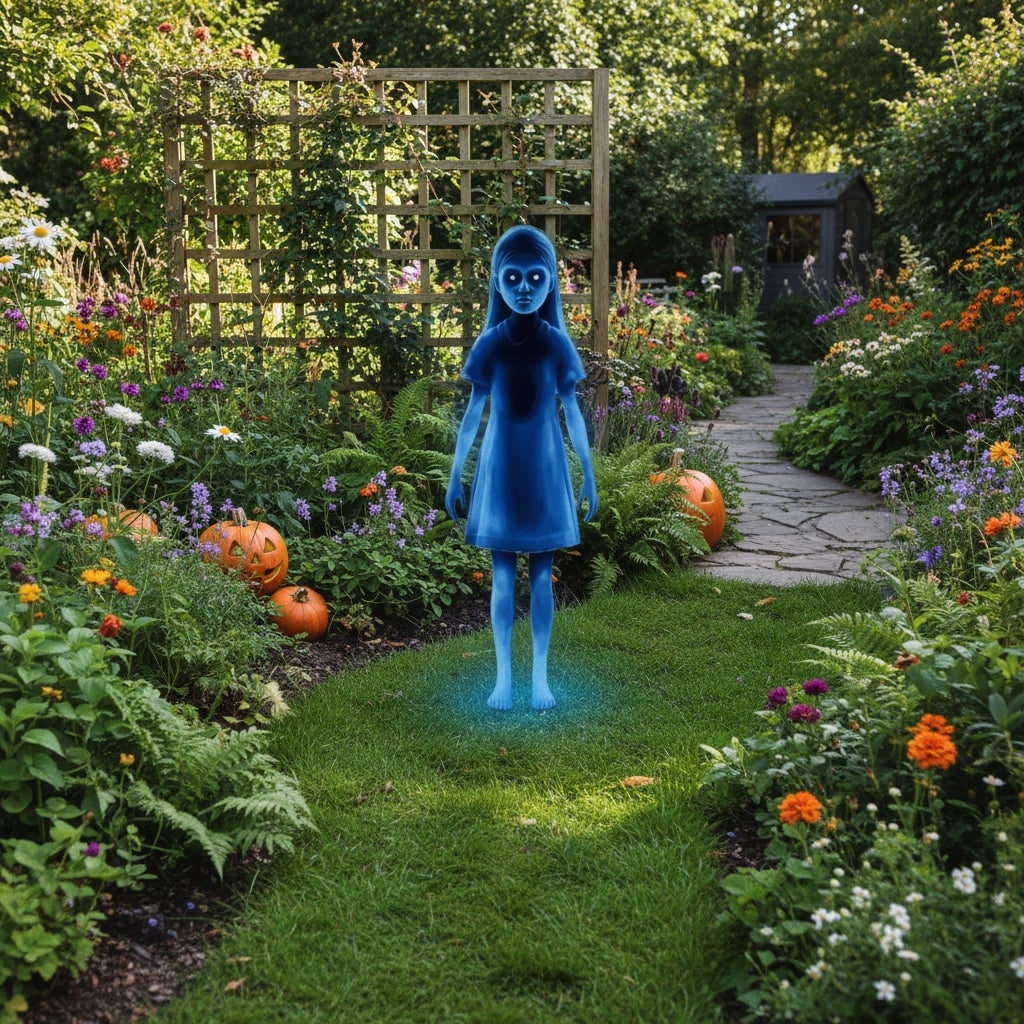 Halloween Ghost Decoration with Glowing Blue Lights and Semi-Transparent Design for Outdoor Party - Image 2