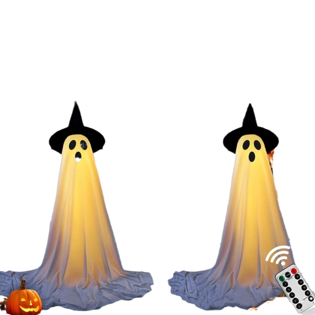 Halloween Ghost Decorations with LED Light Up Witch Hat for Indoor Outdoor Yard Party - Image 5