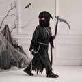 Halloween Grim Reaper Costume with Glowing Glasses and Toy Scythe for Kids - Image 1