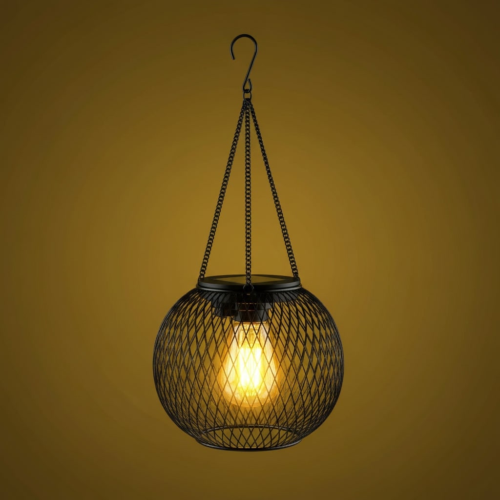 Halloween Hanging Solar Lights Outdoor with Wire Mesh Globe and Edison LED Bulb for Yard Decoration - Image 1
