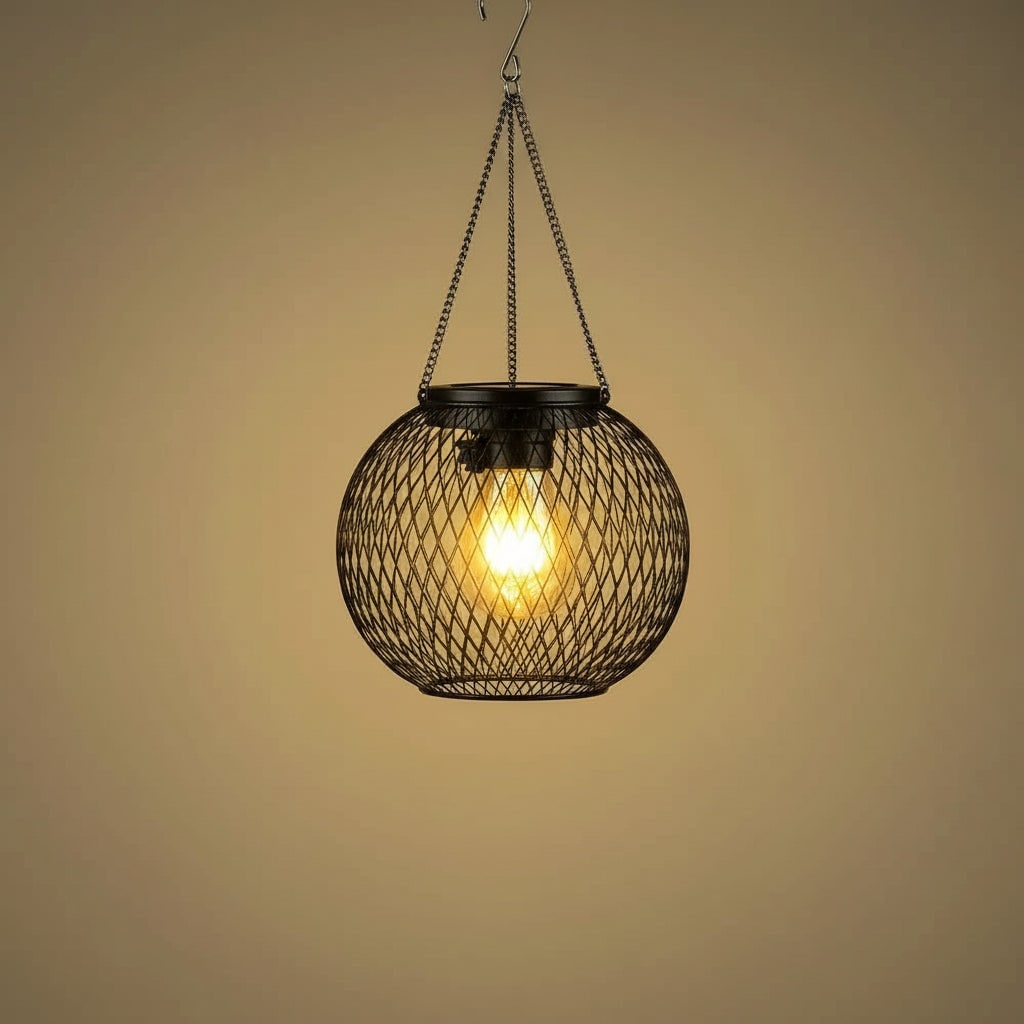 Halloween Hanging Solar Lights Outdoor with Wire Mesh Globe and Edison LED Bulb for Yard Decoration - Image 3