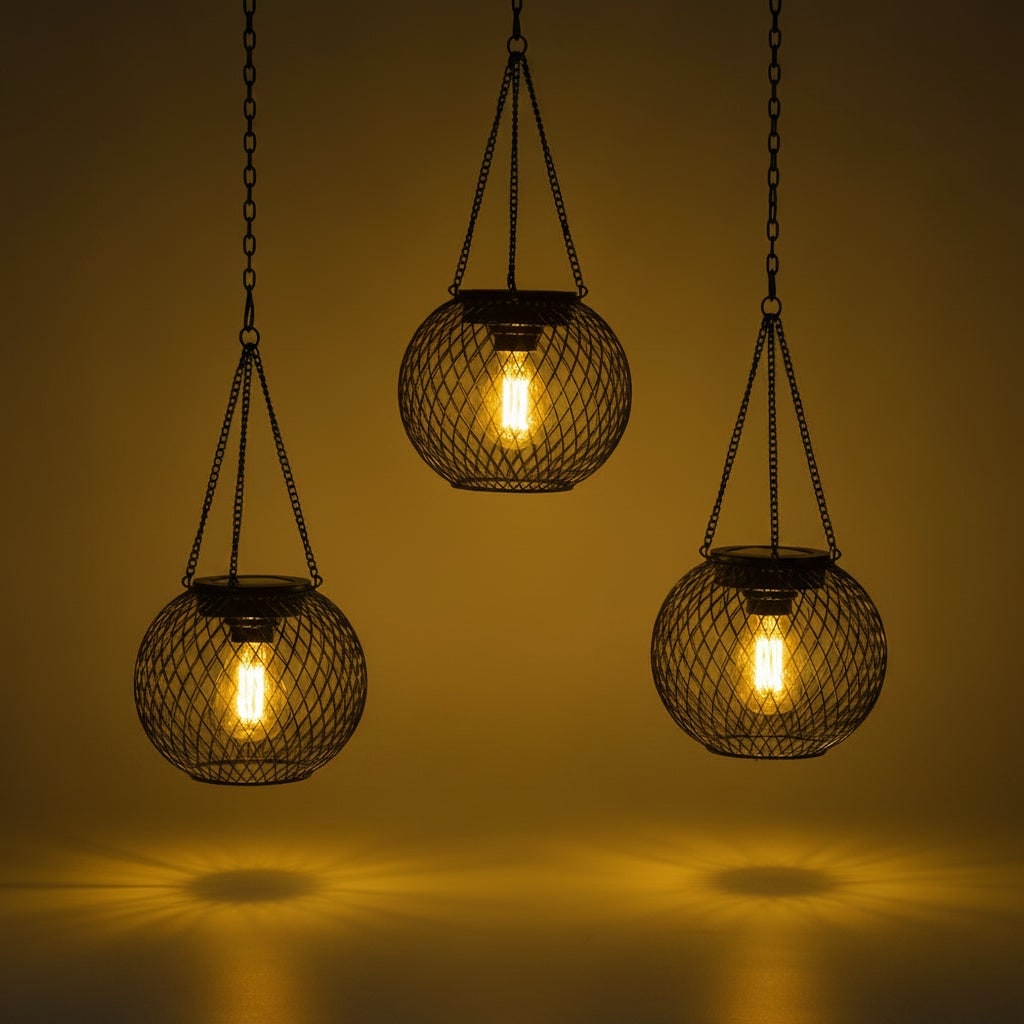 Halloween Hanging Solar Lights Outdoor with Wire Mesh Globe and Edison LED Bulb for Yard Decoration - Image 5