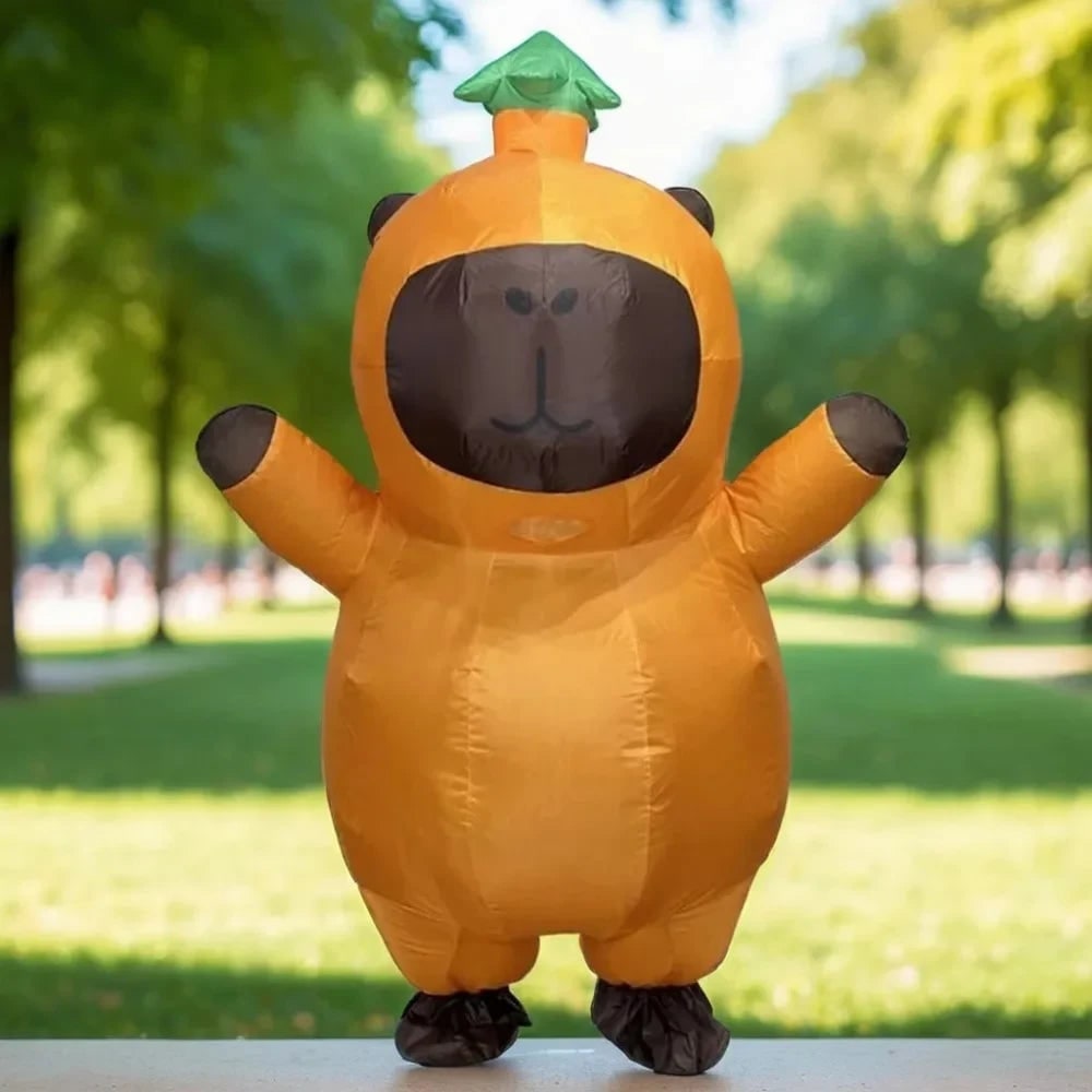 Halloween Inflatable Capybara Costume with Built-In Blower Fan and Leaf Hat - Image 1