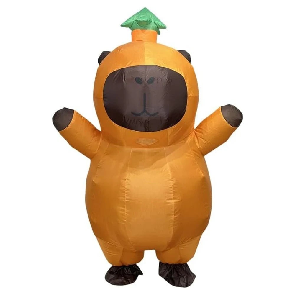 Halloween Inflatable Capybara Costume with Built-In Blower Fan and Leaf Hat - Image 3
