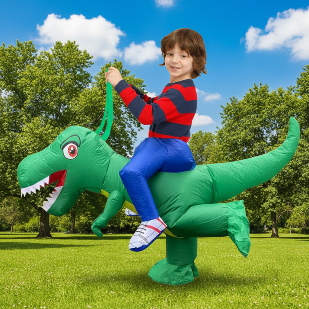 Halloween Inflatable Dinosaur Costume for Kids' with Fan and Riding Effect - Image 1