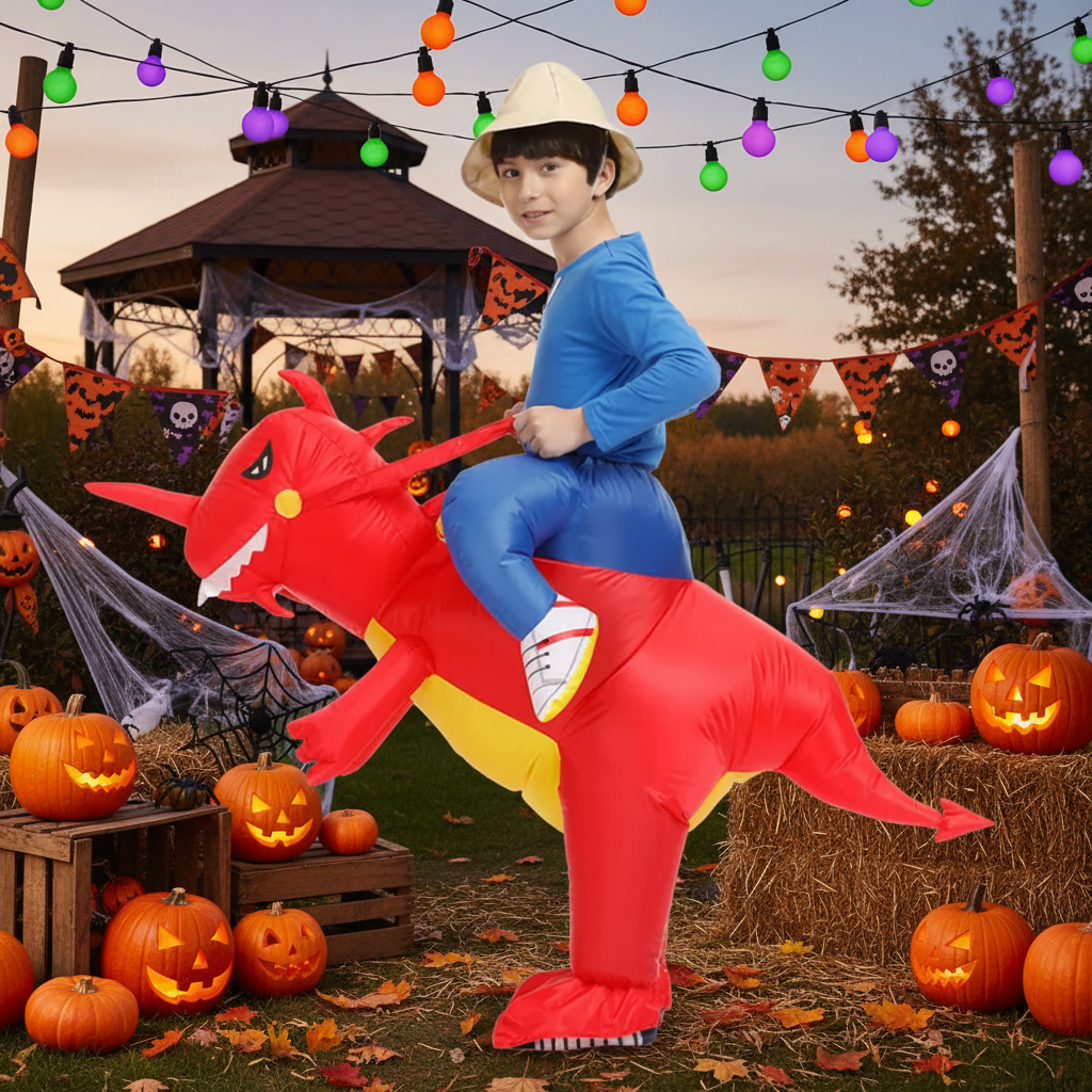 Halloween Inflatable Dinosaur Costume for Kids' with Fan and Riding Effect - Image 2