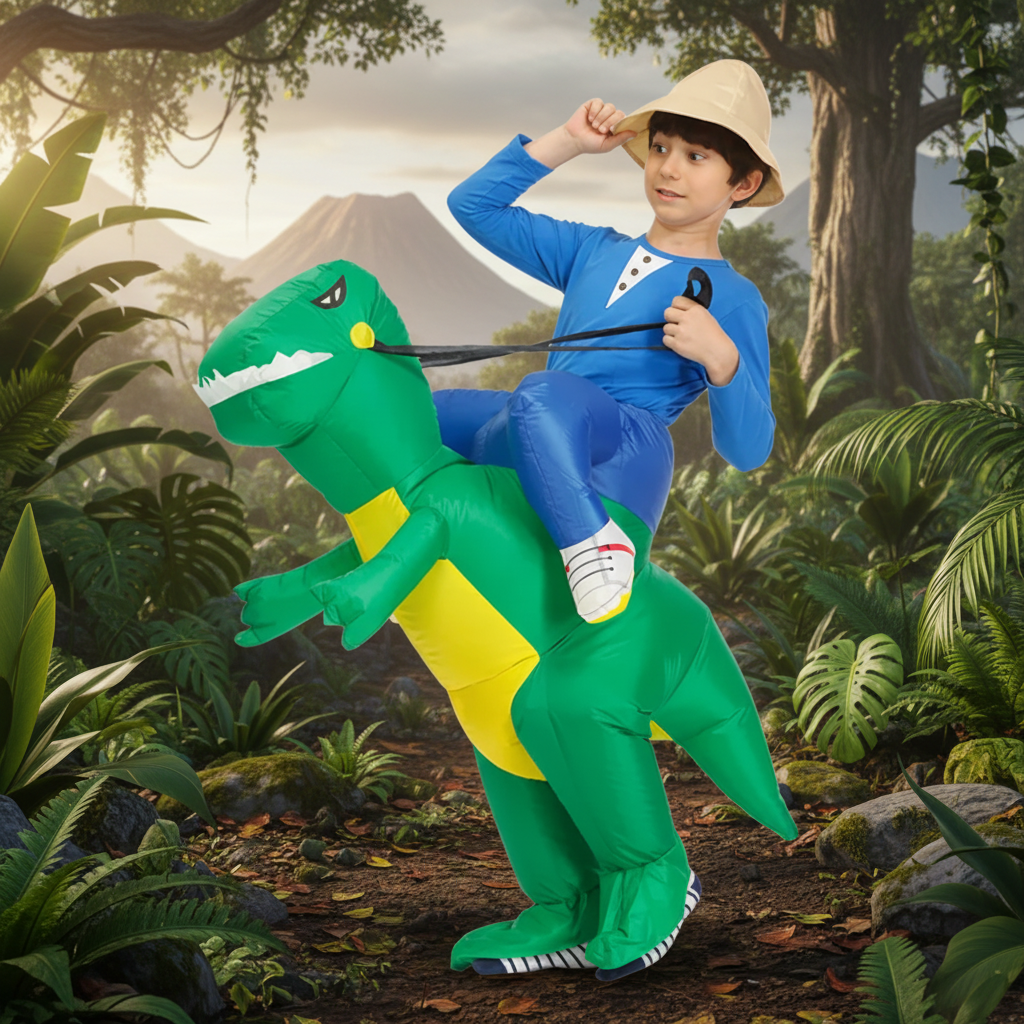 Halloween Inflatable Dinosaur Costume for Kids' with Fan and Riding Effect - Image 4
