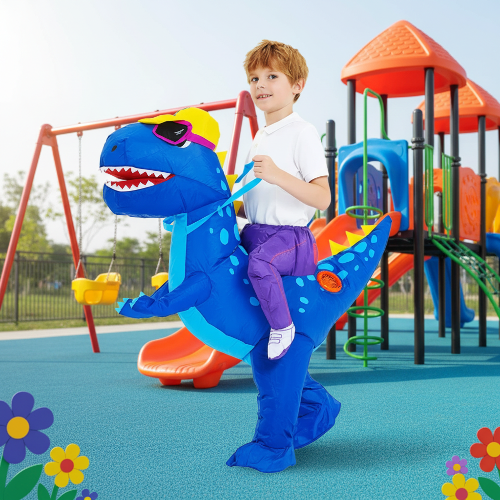 Halloween Inflatable Dinosaur Costume for Kids' with Fan and Riding Effect - Image 5