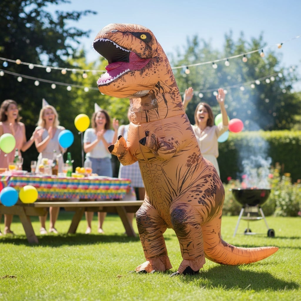 Halloween Inflatable Dinosaur Costume T-Rex Blow Up Outfit with Built-In Fan and Battery Pack - Image 1