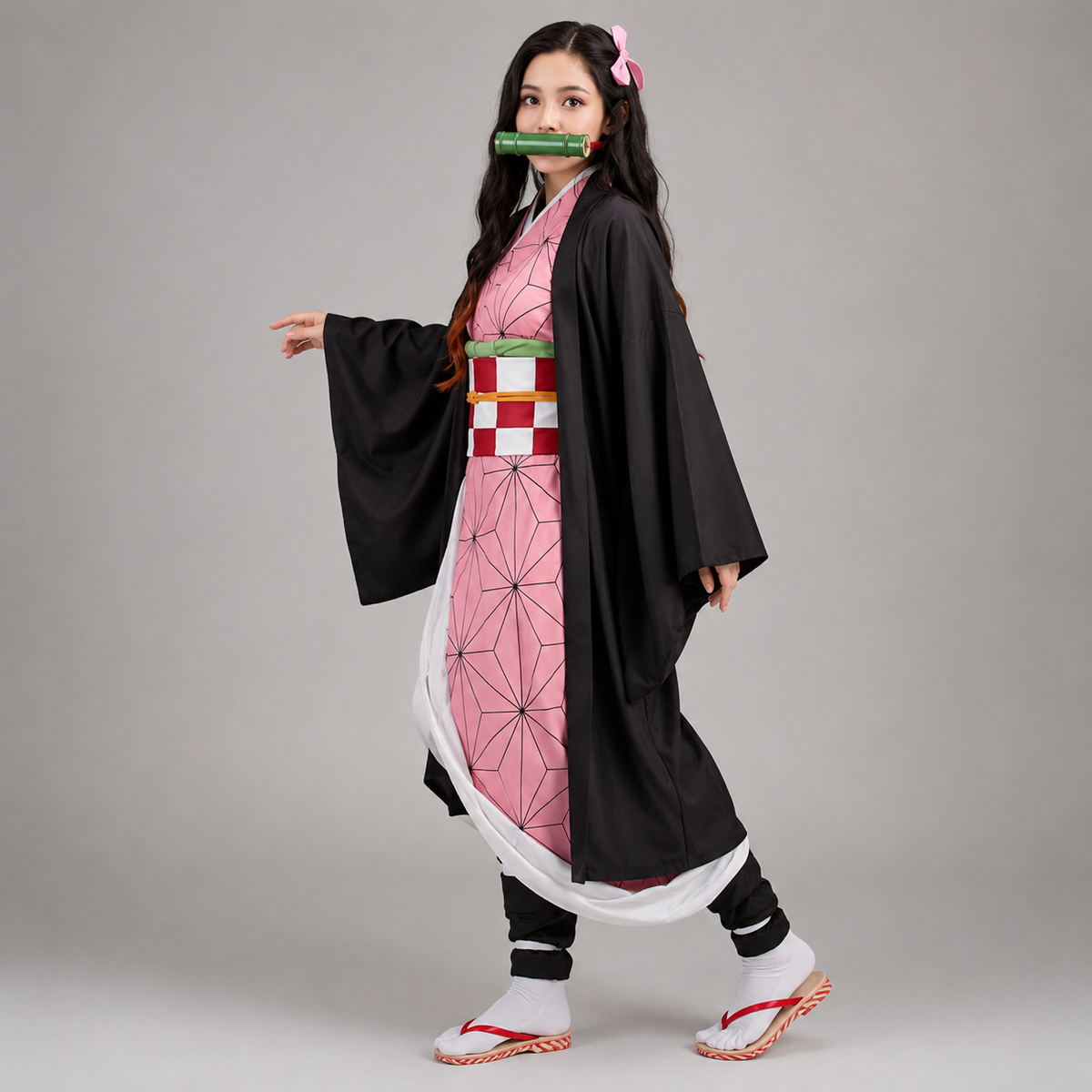 Halloween Kids' Anime Cosplay Costume with Kimono Haori Coat and Obi Belt Outfit - Image 1