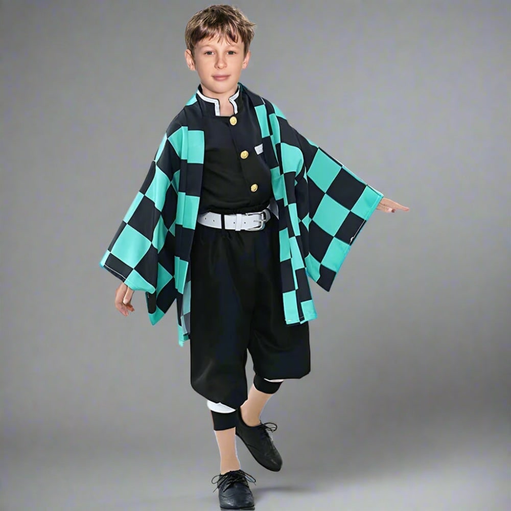 Halloween Kids' Anime Cosplay Costume with Kimono Haori Coat and Obi Belt Outfit - Image 5