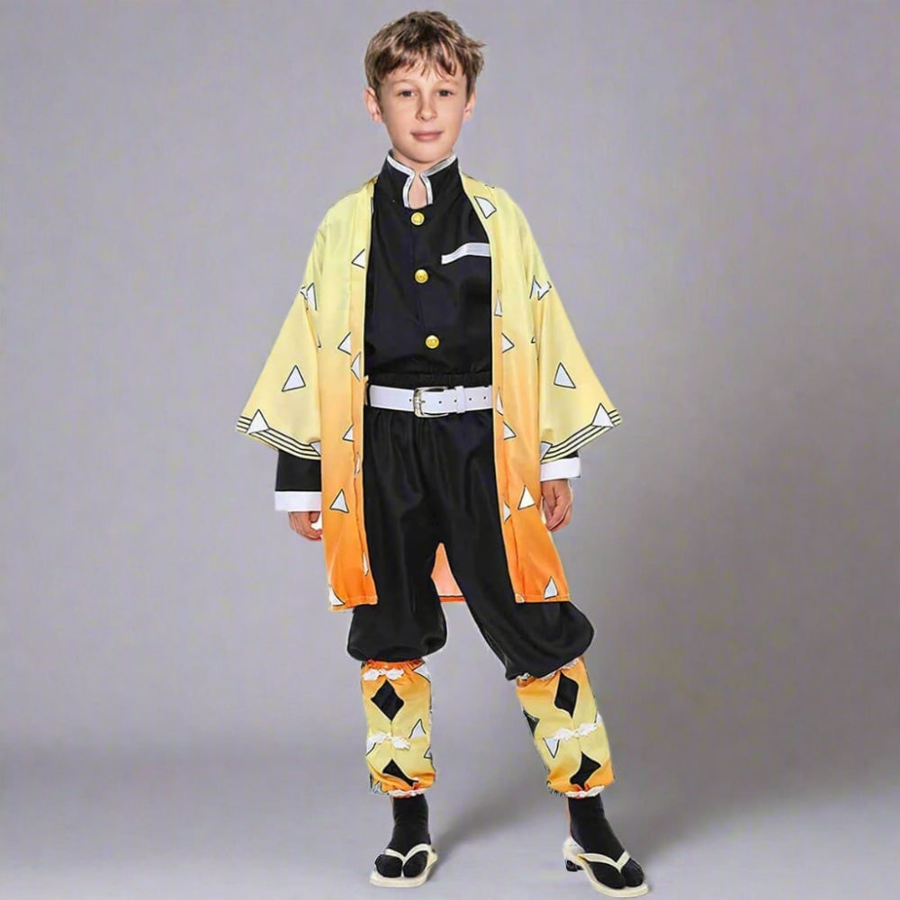 Halloween Kids' Anime Cosplay Costume with Kimono Haori Coat and Obi Belt Outfit - Image 7