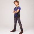 Halloween Kids' Zombie Costume with Graphic Print Tattoo Sleeves and Distressed Details - Image 1