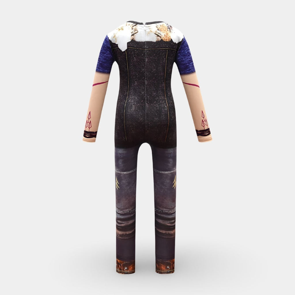 Halloween Kids' Zombie Costume with Graphic Print Tattoo Sleeves and Distressed Details - Image 3