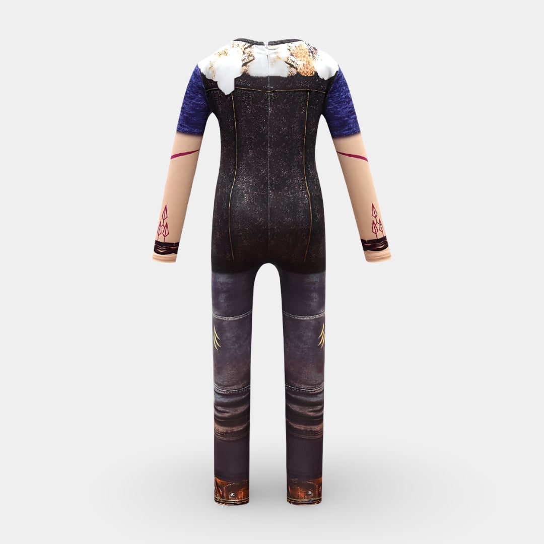 Halloween Kids' Zombie Costume with Graphic Print Tattoo Sleeves and Distressed Details - Image 3