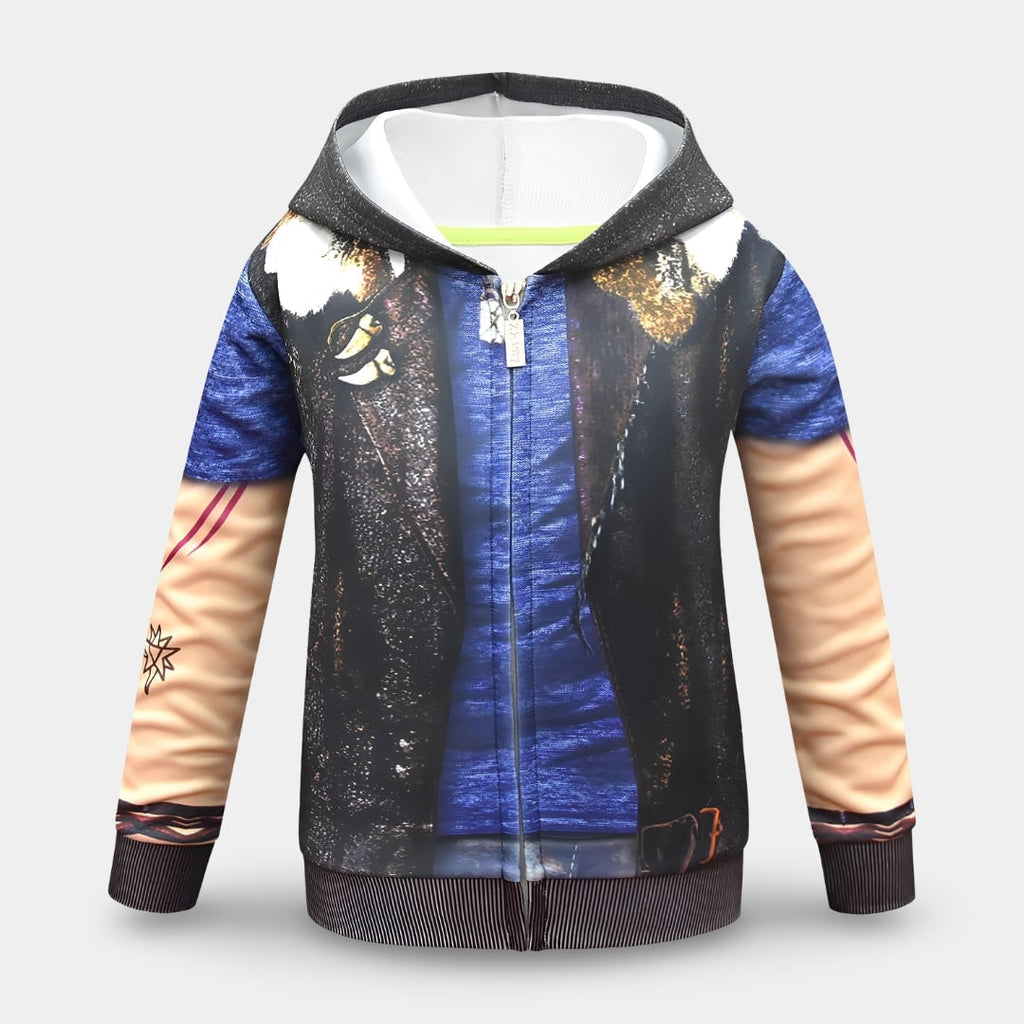 Halloween Kids' Zombie Costume with Graphic Print Tattoo Sleeves and Distressed Details - Image 5