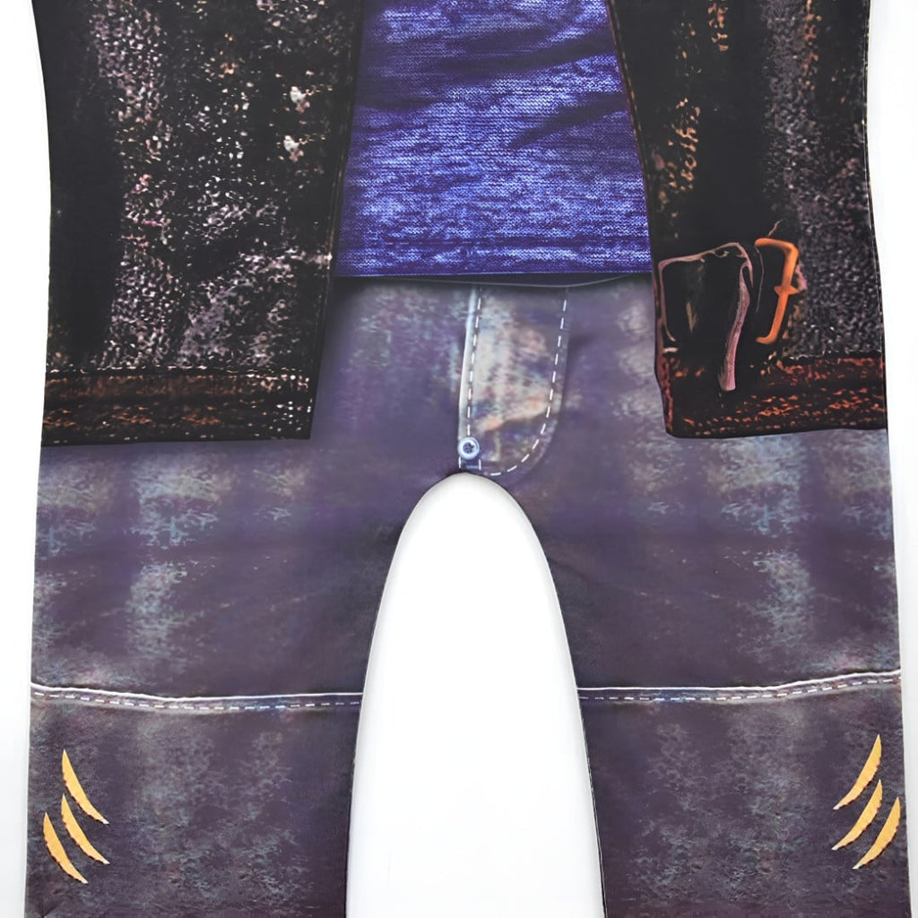 Halloween Kids' Zombie Costume with Graphic Print Tattoo Sleeves and Distressed Details - Image 8