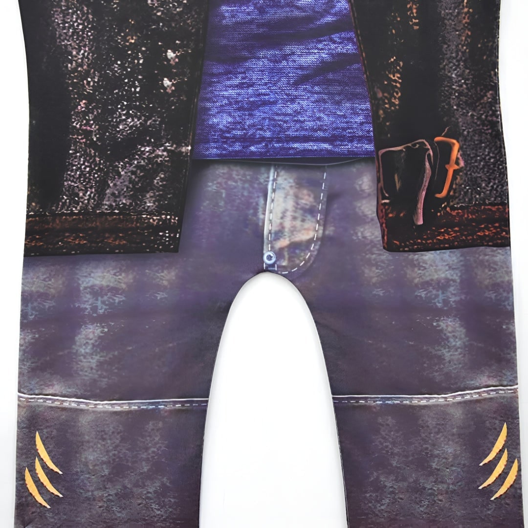 Halloween Kids' Zombie Costume with Graphic Print Tattoo Sleeves and Distressed Details - Image 8