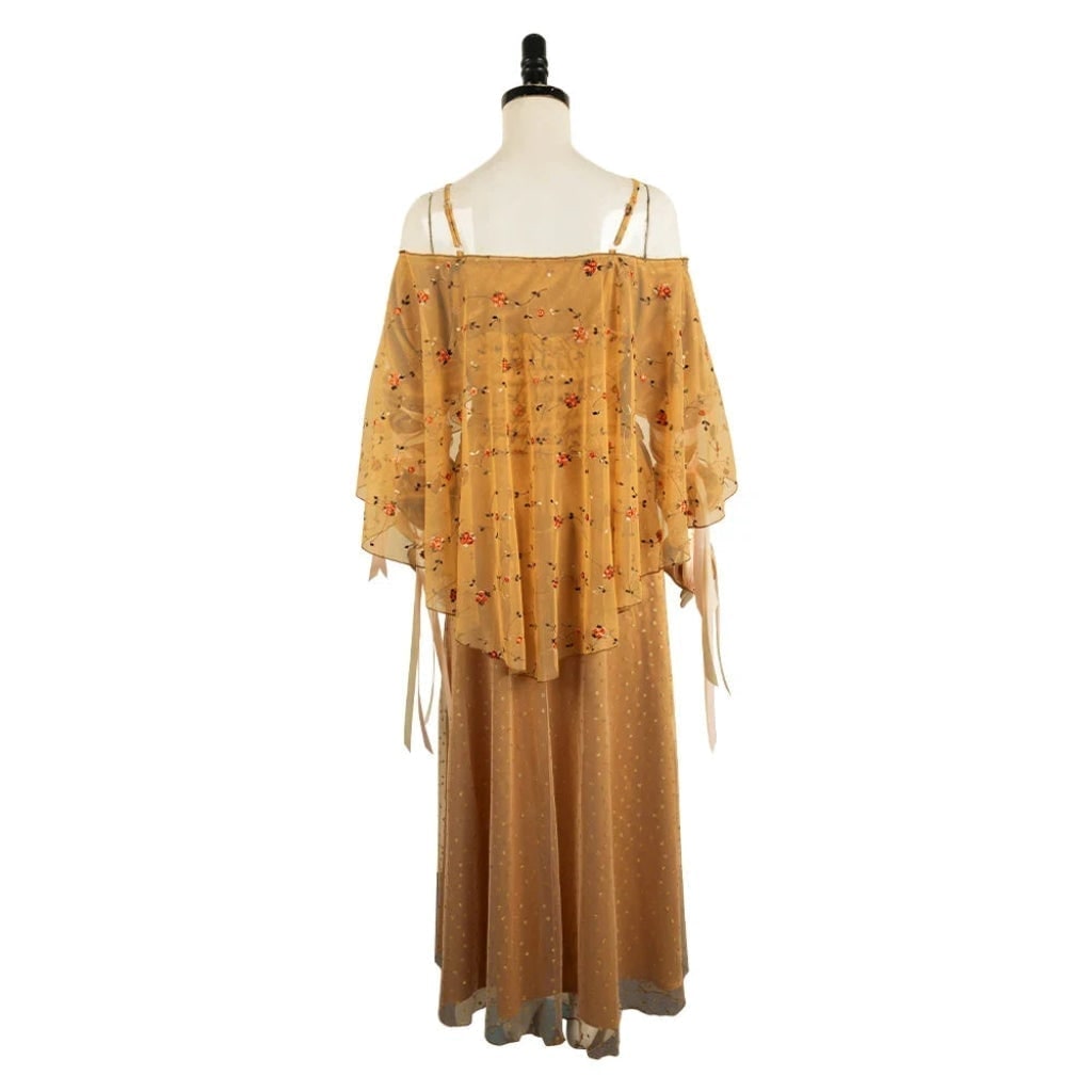 Halloween Medieval Costume Dress with Embroidered Bodice and Glitter Tulle Skirt for Fantasy Party - Image 2