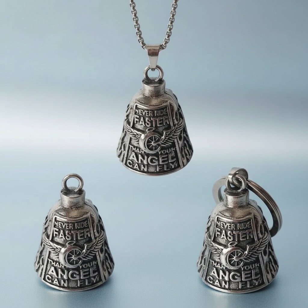 Halloween Motorcycle Guardian Bell with Scary Angel Engraving for Biker Party Decoration - Image 1