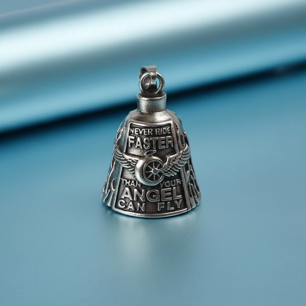 Halloween Motorcycle Guardian Bell with Scary Angel Engraving for Biker Party Decoration - Image 3