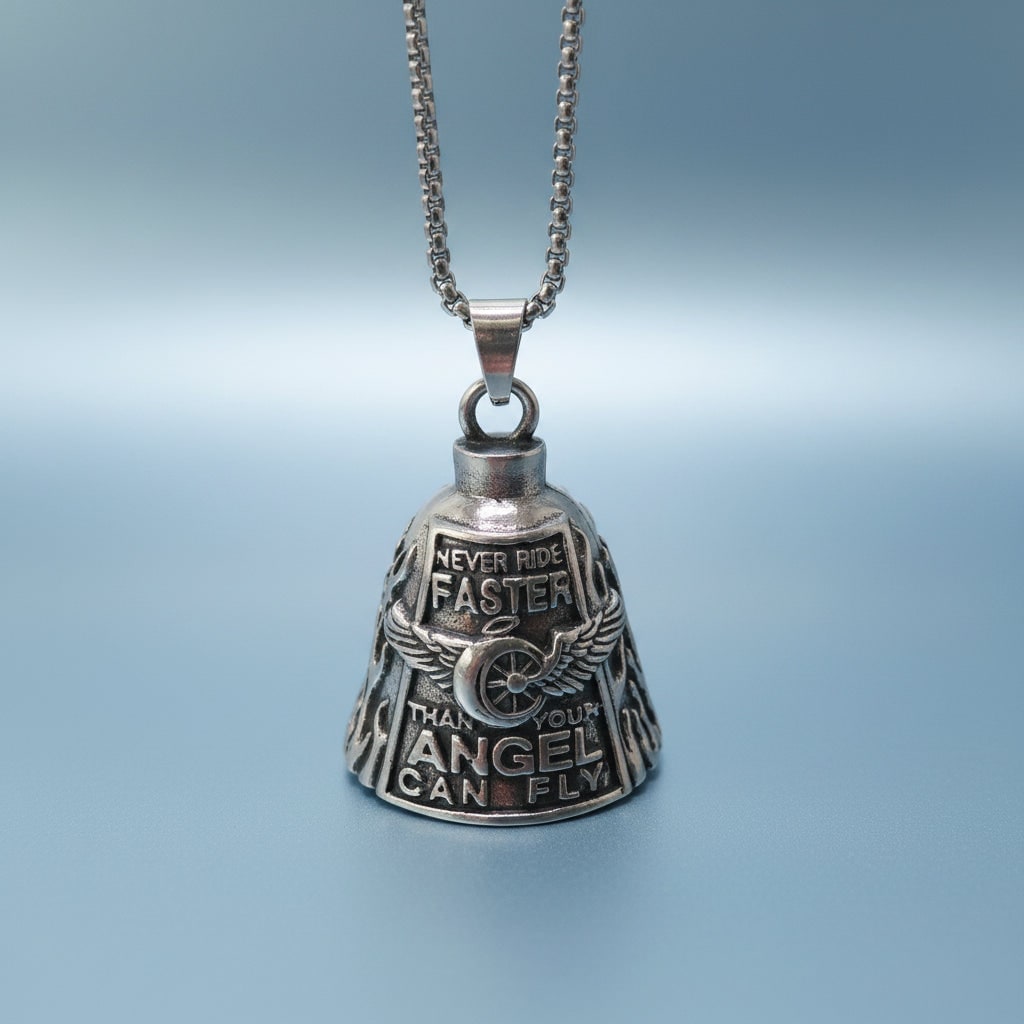 Halloween Motorcycle Guardian Bell with Scary Angel Engraving for Biker Party Decoration - Image 5