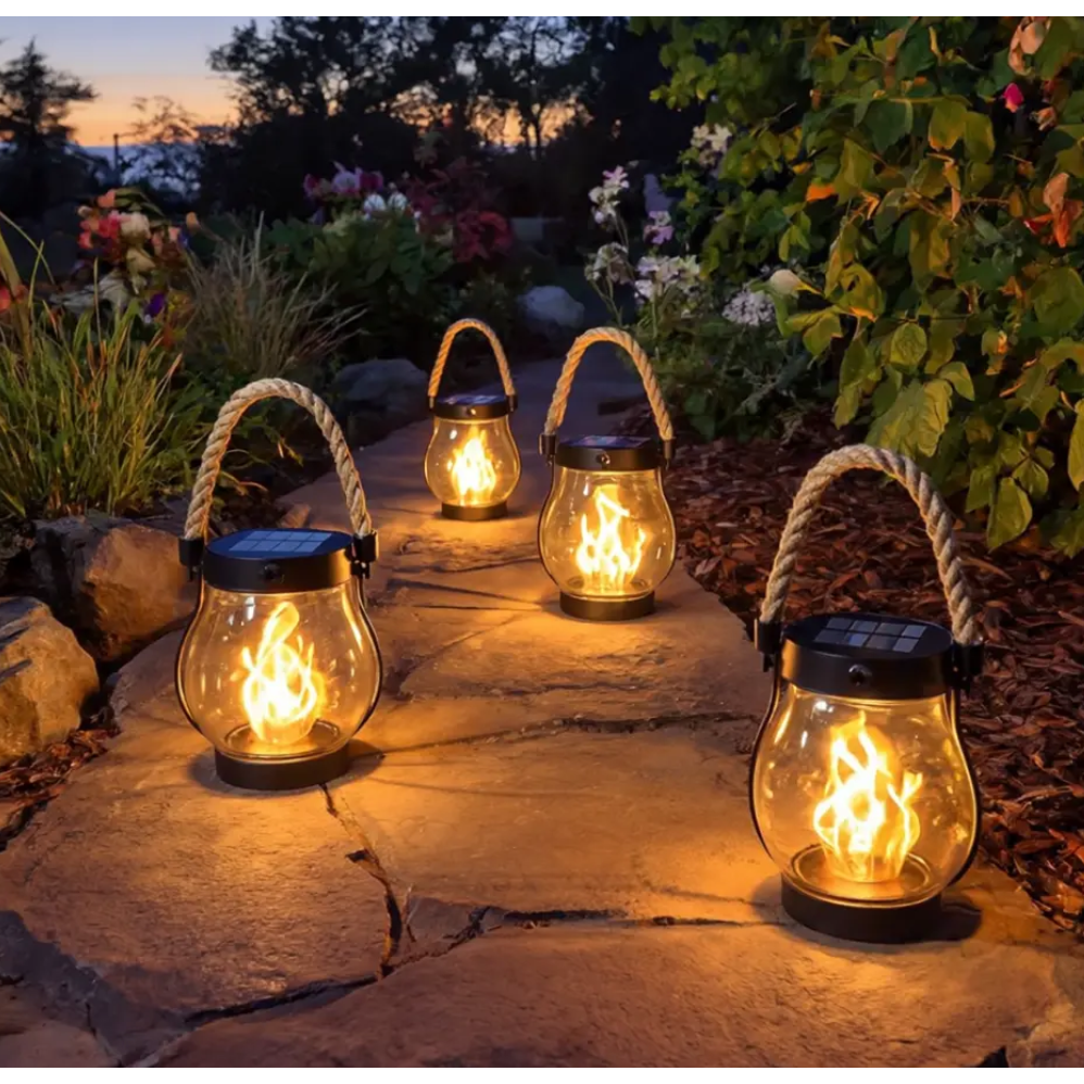 Halloween Outdoor Solar Lantern with Flickering Flame Effect and Rope Handle for Garden Decoration - Image 5