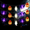 Halloween Outdoor String Lights with LED Pumpkin Ghost and Bat Figures Battery Operated - Image 5