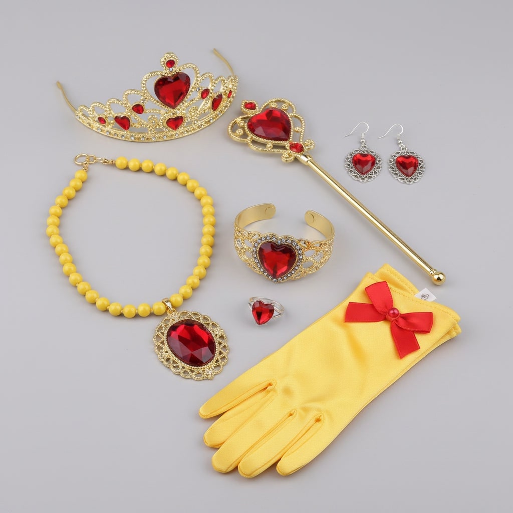 Halloween Princess Dress Up Accessories Set with Tiara Wand Gloves and Jewelry - Image 1