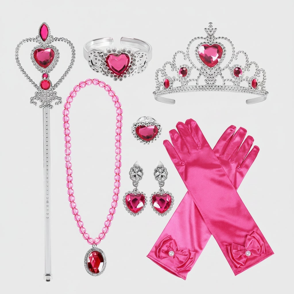 Halloween Princess Dress Up Accessories Set with Tiara Wand Gloves and Jewelry - Image 2