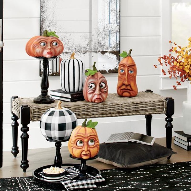 Halloween Pumpkin Decorations Resin Figurine with Expressive Faces for Party and Haunted House Décor - Image 6