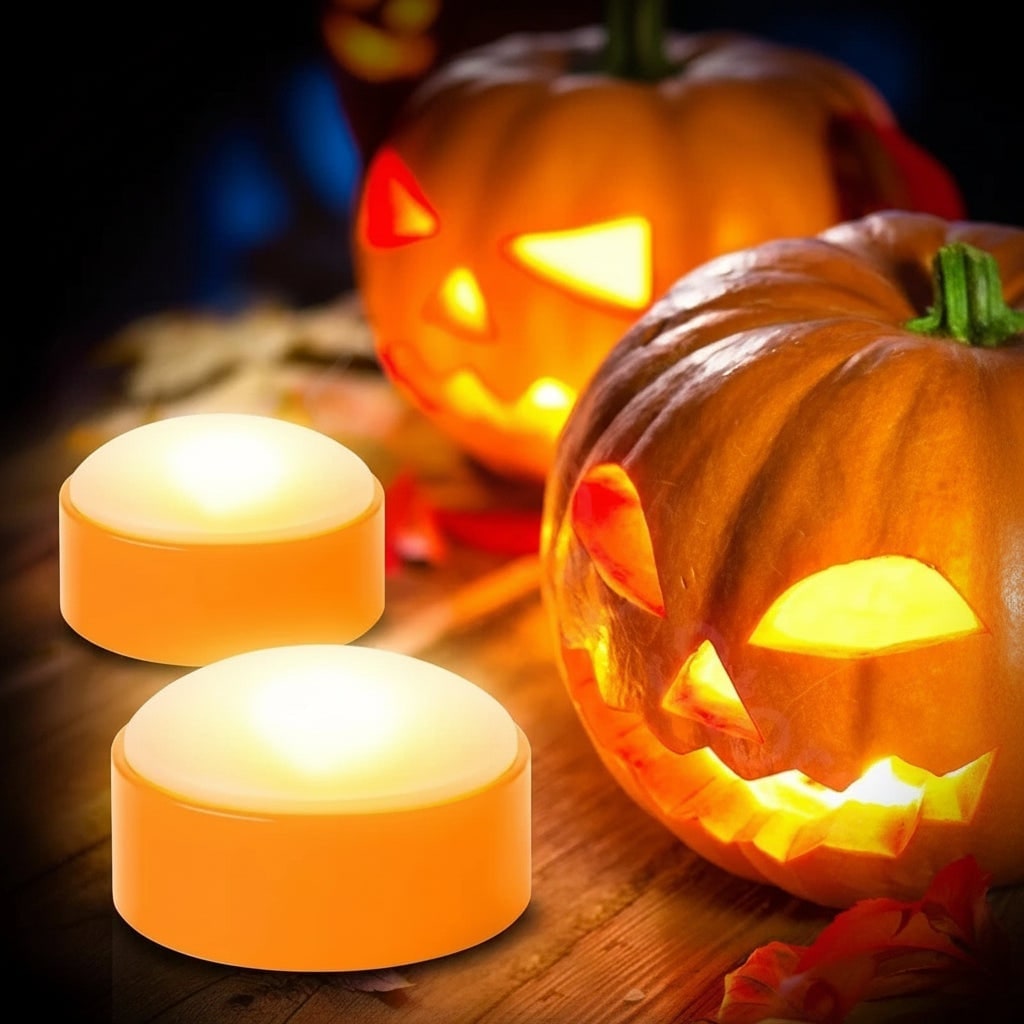 Halloween Pumpkin Lights Battery Operated LED Puck with Remote Control for Party Decoration - Image 5