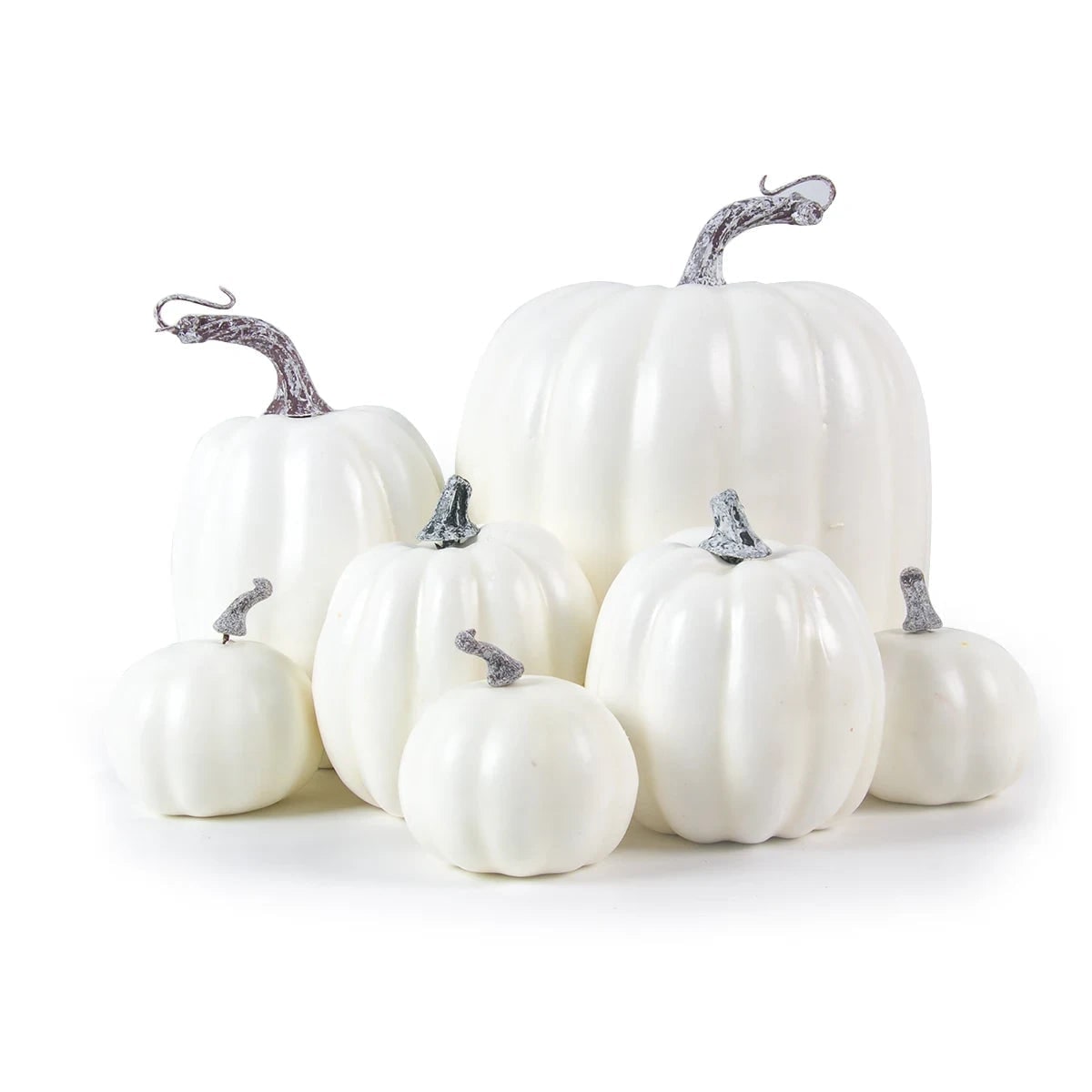Halloween Pumpkins Artificial Decorative Set of 7 in Various Sizes for Indoor Outdoor Autumn - Image 3