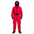 Halloween Red Hooded Jumpsuit Costume with Belt Gloves and Geometric for Kids' Cosplay Party - Image 2