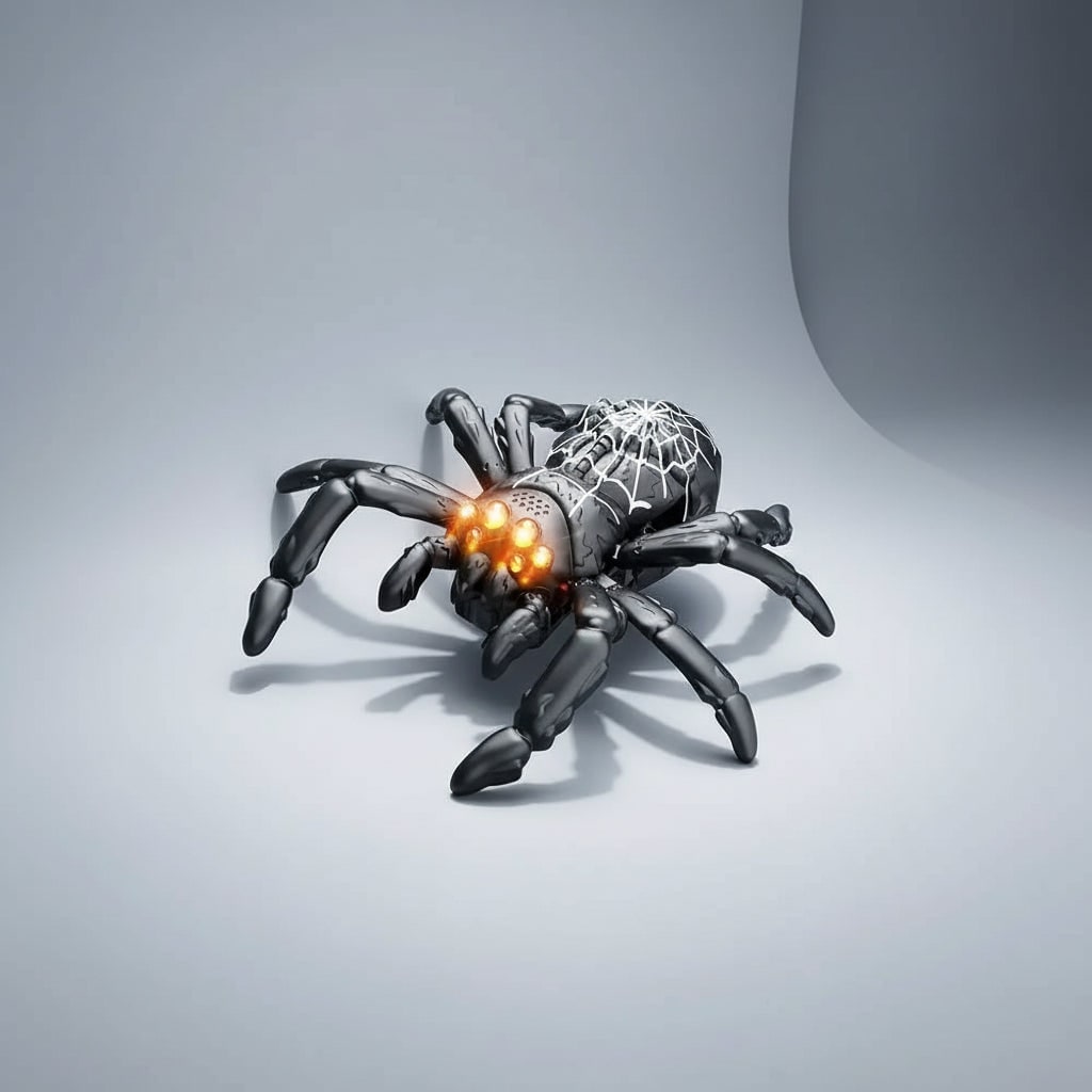 Halloween Remote Control Spider Toy with LED Eyes Wall Climbing Function and Segmented Legs - Image 5