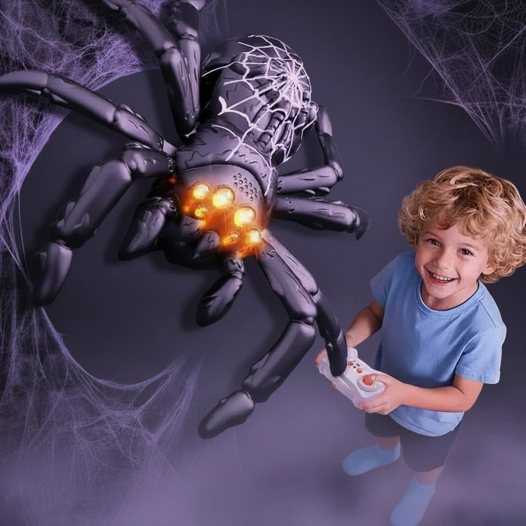 Halloween Remote Control Spider Toy with LED Eyes Wall Climbing Function and Segmented Legs - Image 7