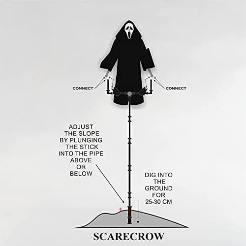 Halloween Scarecrow Decoration Scary Outdoor Ghost Prop with Flexible Pole for Yard - Image 1