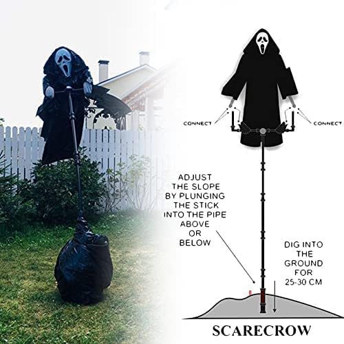 Halloween Scarecrow Decoration Scary Outdoor Ghost Prop with Flexible Pole for Yard - Image 3