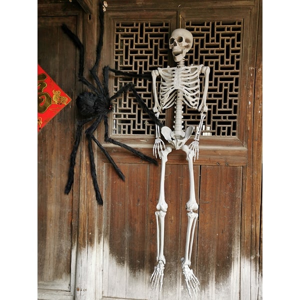 Halloween Skeleton Decoration Posable Plastic Prop with Movable Jaw for Outdoor Yard Display - Image 2
