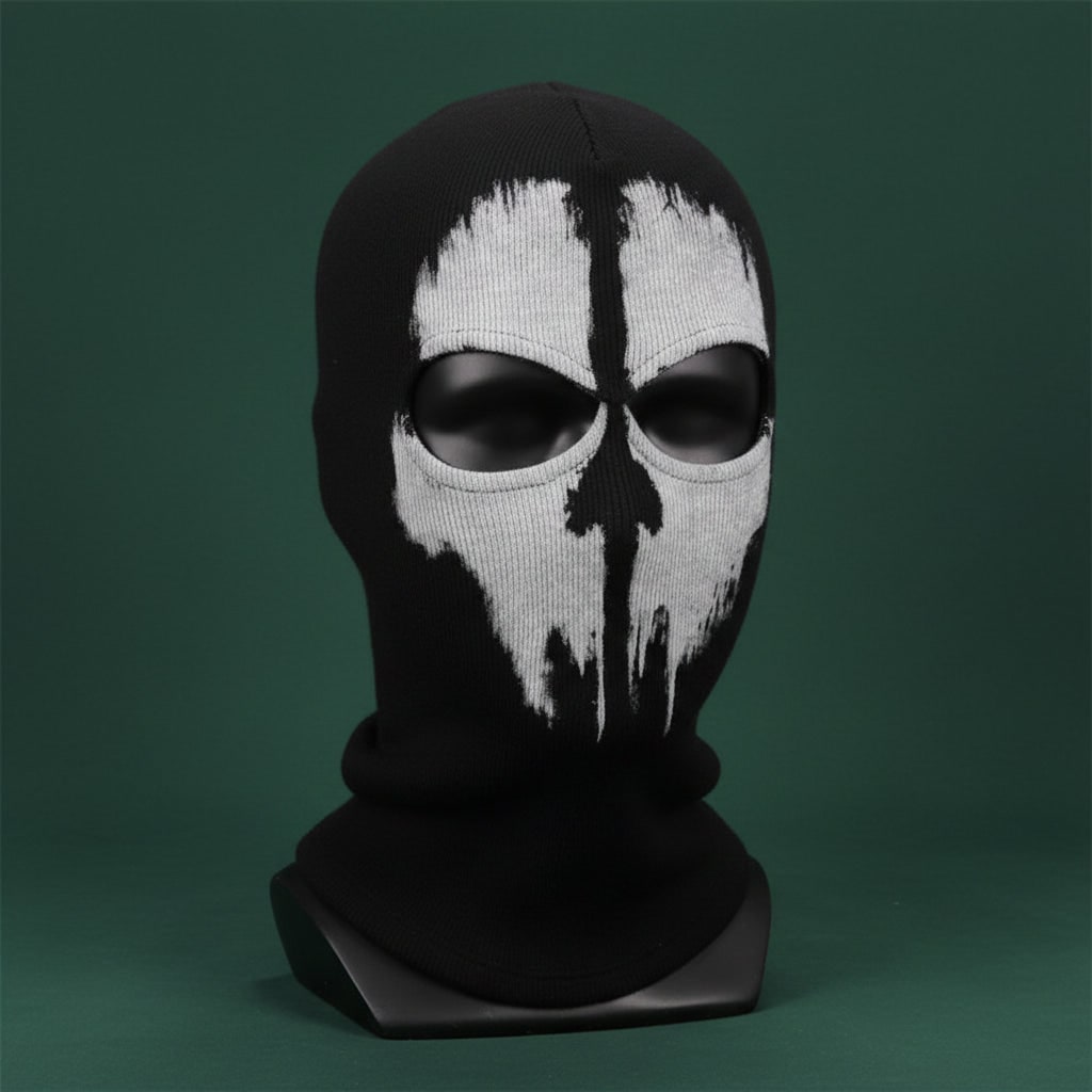 Halloween Skull Face Mask Knit Balaclava with Full Coverage and Single Eye Opening - Image 1