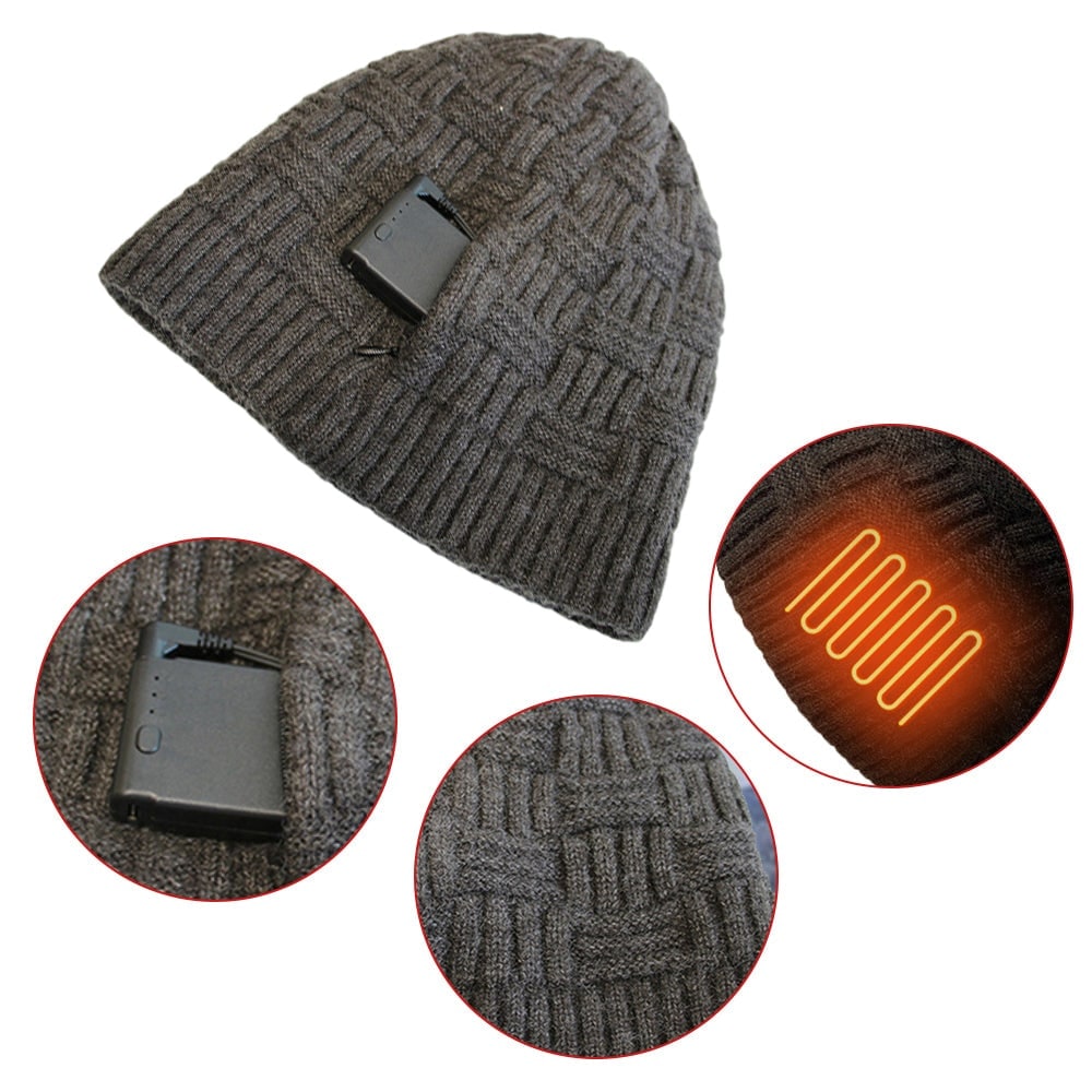 Halloween Warm Beanie with Heated Knit Design and Rechargeable Battery Pack - Image 1