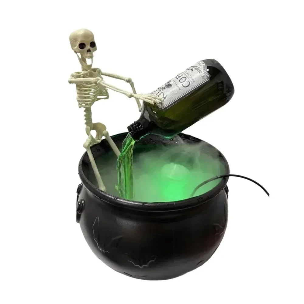 Halloween Witch Cauldron Decoration with Mist Maker LED Lights and Floating Bottle Prop - Image 12