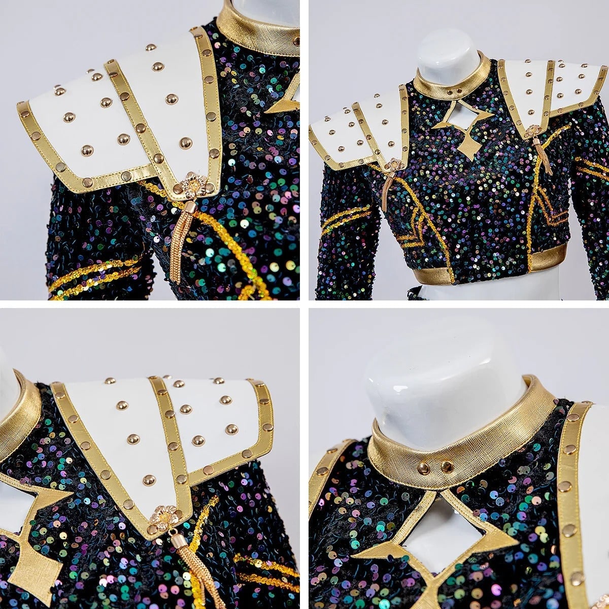 Halloween Zombie Cheerleader Costume with Crop Top Pleated Skirt and Wig Outfit - Image 10
