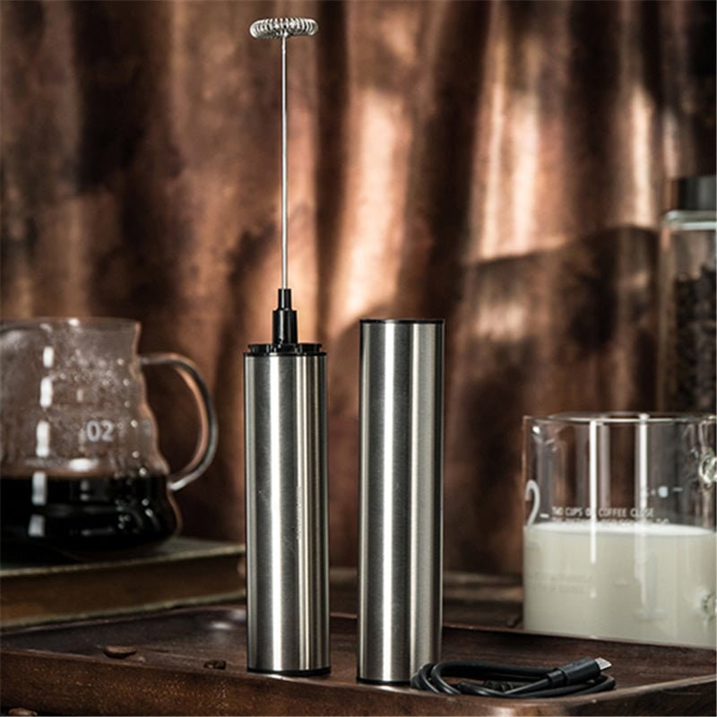 Handheld Electric Milk Frother with Stainless Steel Body and Cordless Portable Design - Image 4