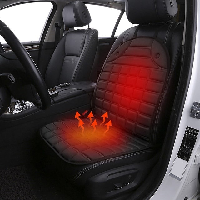 Heated Car Seat Cushion with Backrest Support and 12v Quilted Pad Two Heat Settings - Image 1